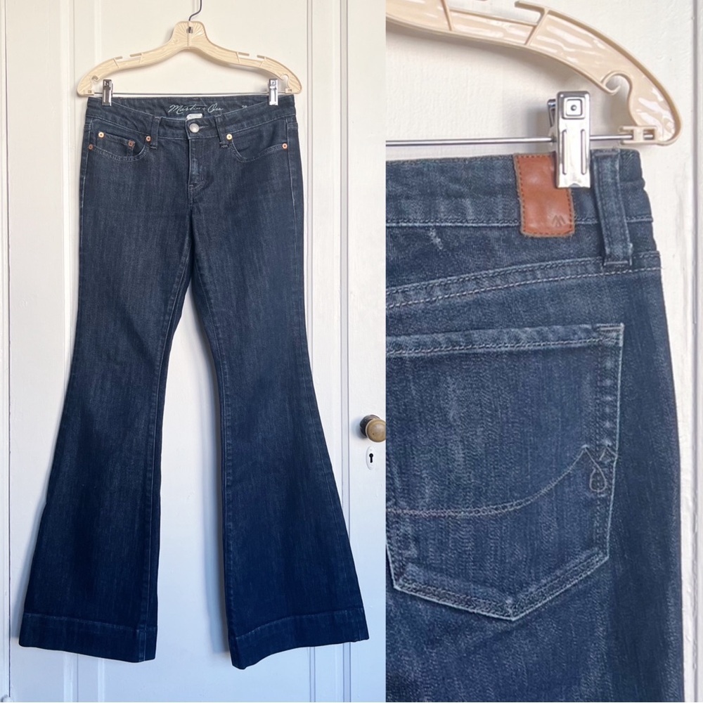 Martin + Osa • vintage y2k flare jeans dark wash low rise trouser cuff wide leg